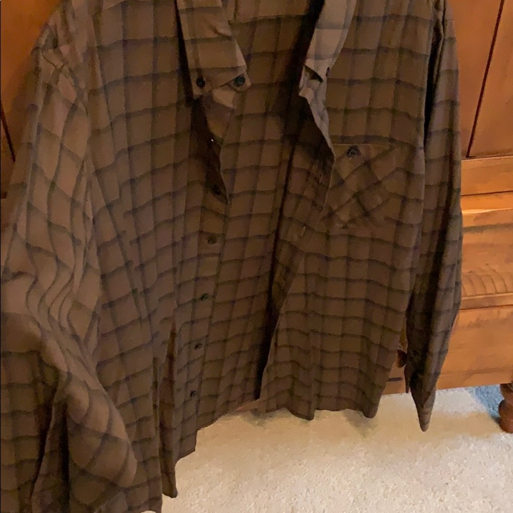 Vince XL plaid shirt, brown & black
